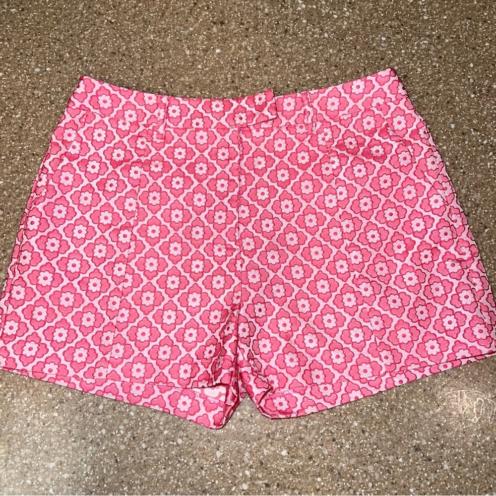 Blue Rain Flower Pattern Shorts EUC
